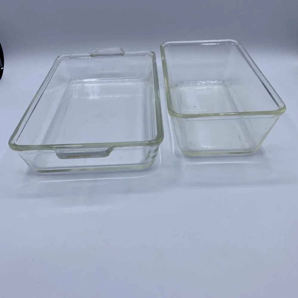 Pyrex Unisex 2pc Bakeware Set Clear Glass Vintage Casserole and Loaf Pan